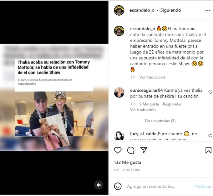 Thalía would have ended her relationship with Tommy Mottola