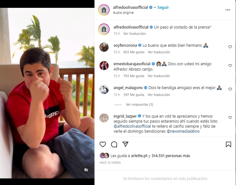 Alfredo Olivas announces concert after kidnapping rumors