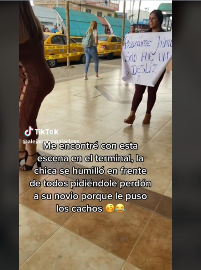 Mujer fue captada pidiéndole de rodillas a su pareja