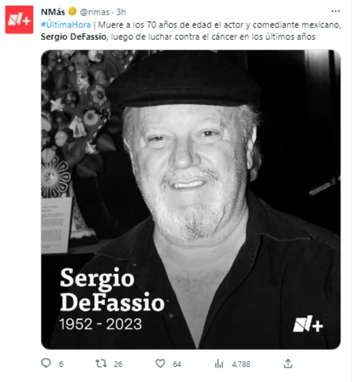 Muere el actor mexicano Sergio DeFassio