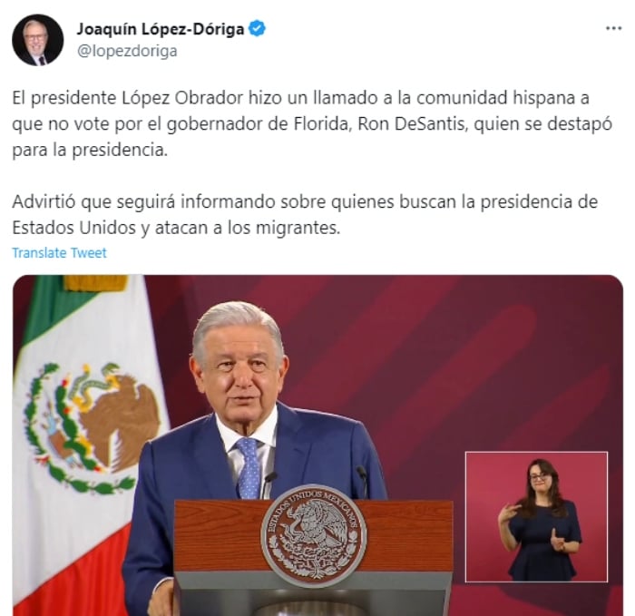 AMLO pide a la comunidad hispana no votar por Ron DeSantis