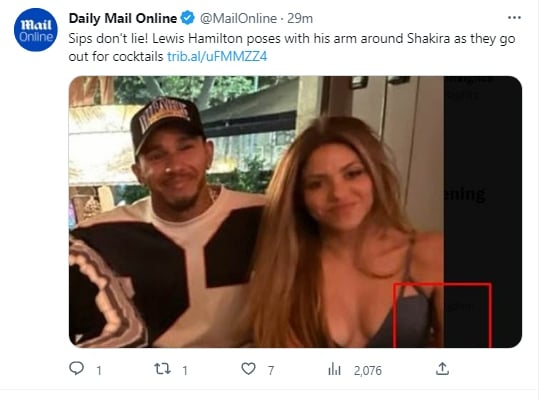 Shakira aparece cenando con Lewis Hamilton