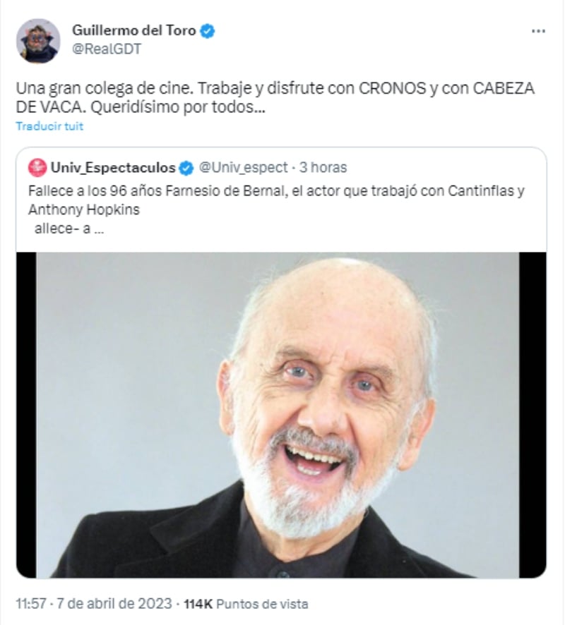 Muere actor Farnesio de Bernal: Guillermo del Toro lamenta la pérdida