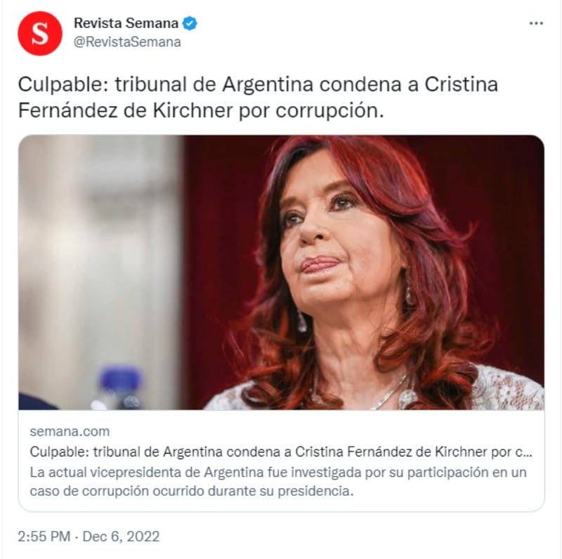 Vice President Cristina Fernández is sentenced to prison