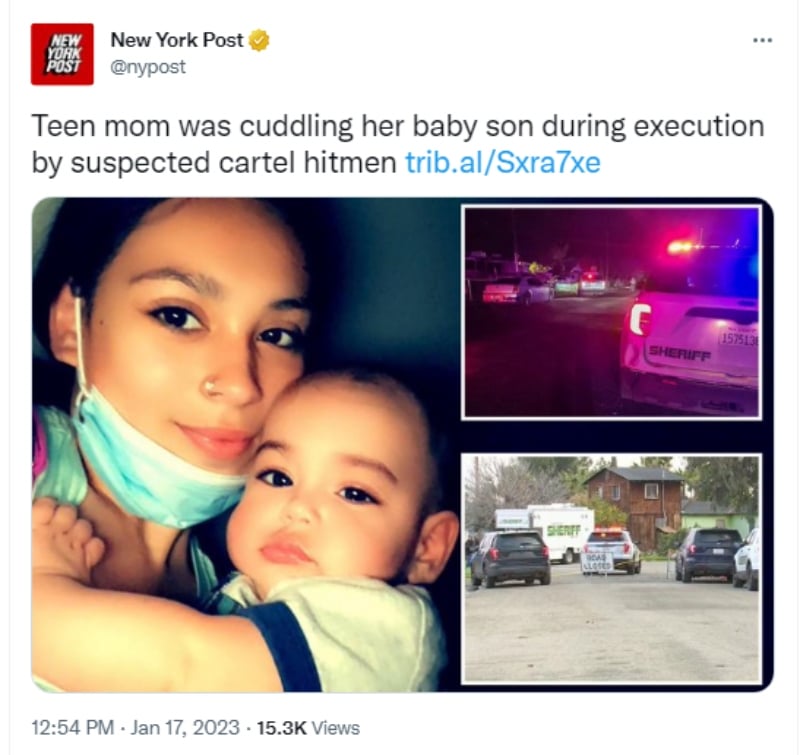 Madre abrazaba a su bebé en la masacre de California