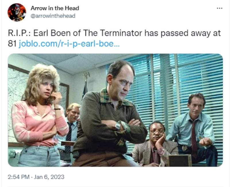 Muere actor Earl Boen: Trabajó a lado de Arnold Schwarzenegger