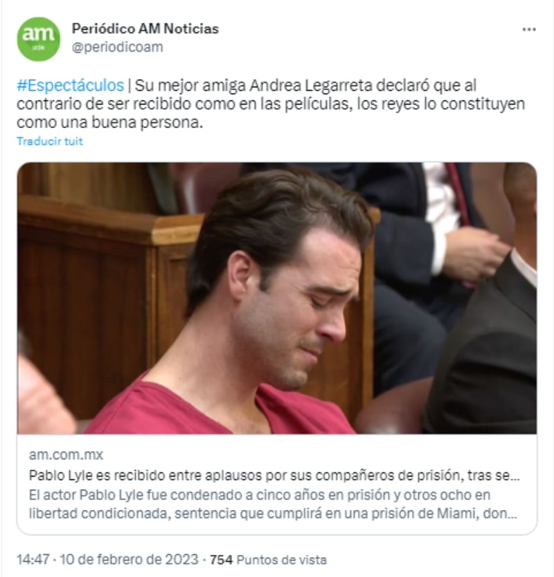 Pablo Lyle recibido prisión: Le llueven los aplausos