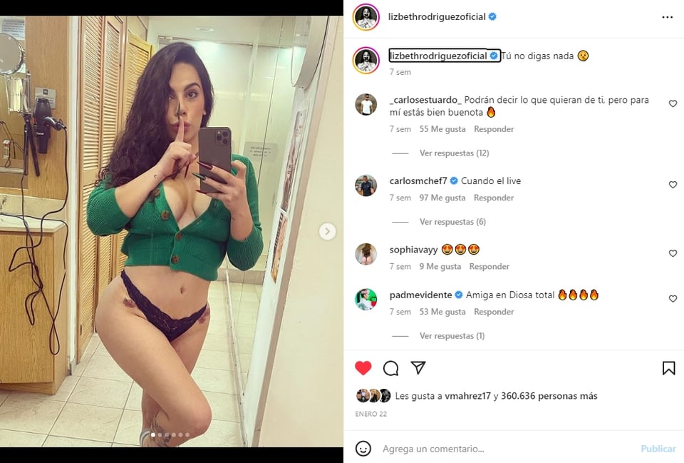 Lizbeth Rodríguez aparece en topless y levanta sospechas