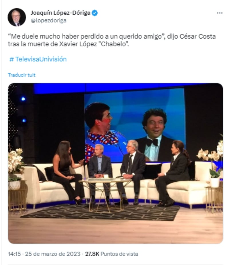 "Me duele mucho haber perdido a un querido amigo"