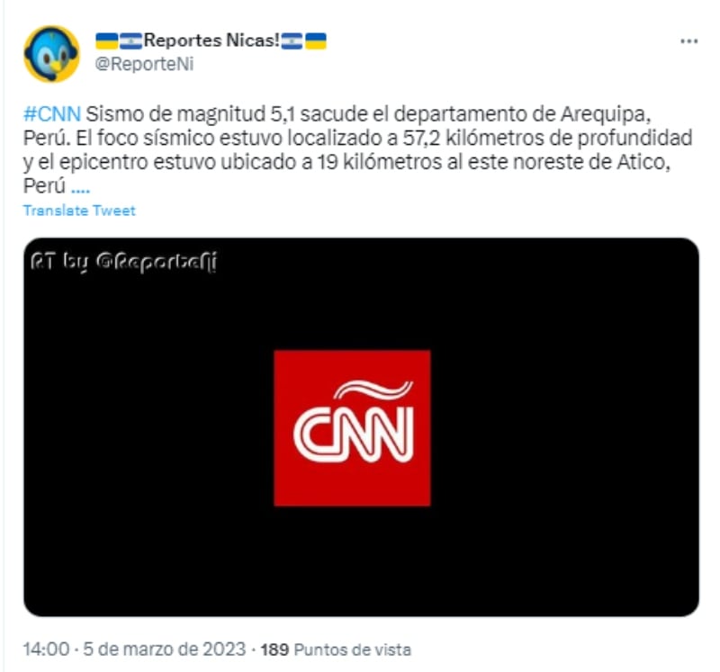 Registran fuerte sismo de 5.1 en Perú
