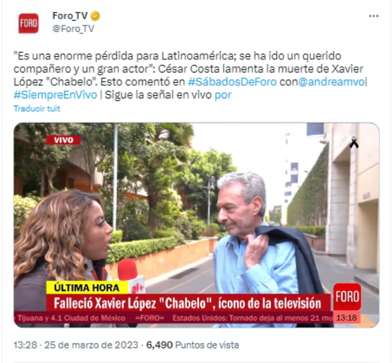 César Costa luto Chabelo: “Se nos están yendo los grandes"