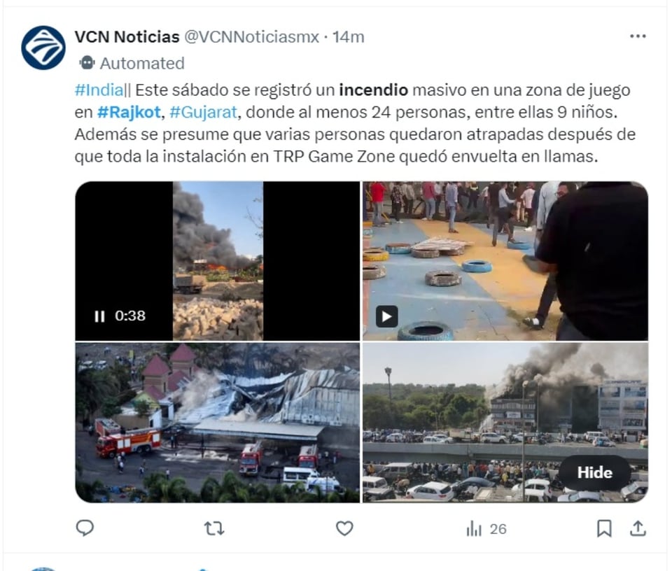 Indian amusement park fire, families, children, school holidays, MundoNOW
