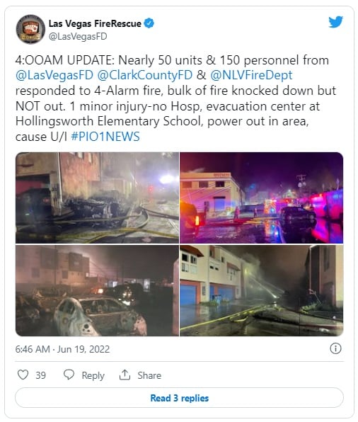 Enorme incendio el centro de Las Vegas devora al menos diez edificios