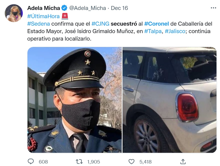 Ejército Mexicano secuestro coronel