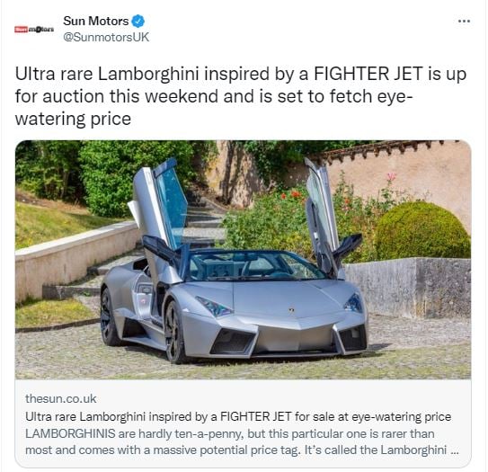 Sale a subasta un exclusivo Lamborghini Reventon Roadster