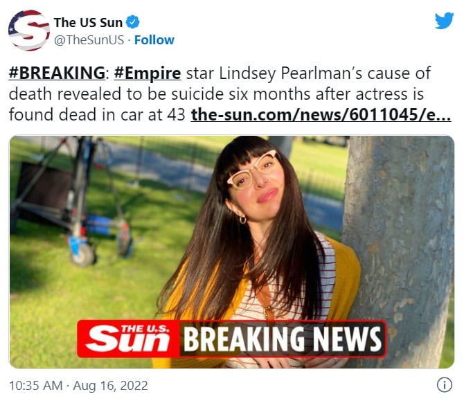 causa de muerte actriz Lindsey Pearlman
