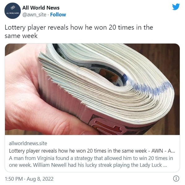 Lottery player won 20 times secret