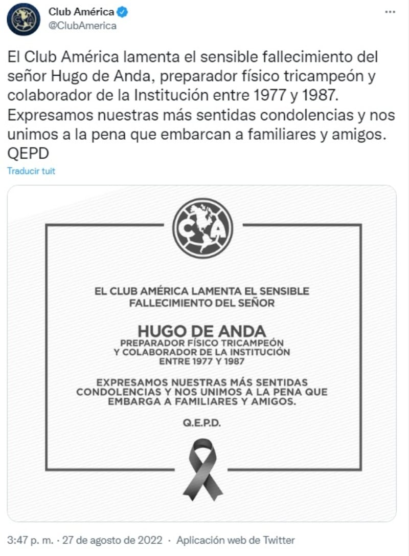 Muere el ex jugador Hugo de Anda