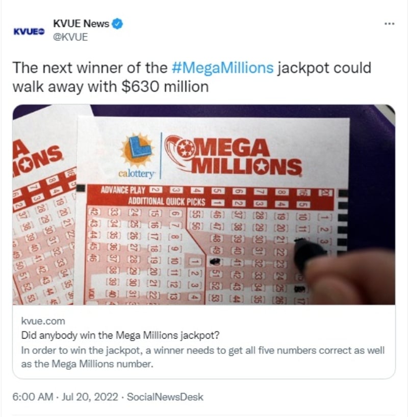 Premio del Mega Millions aumenta a 630 millones