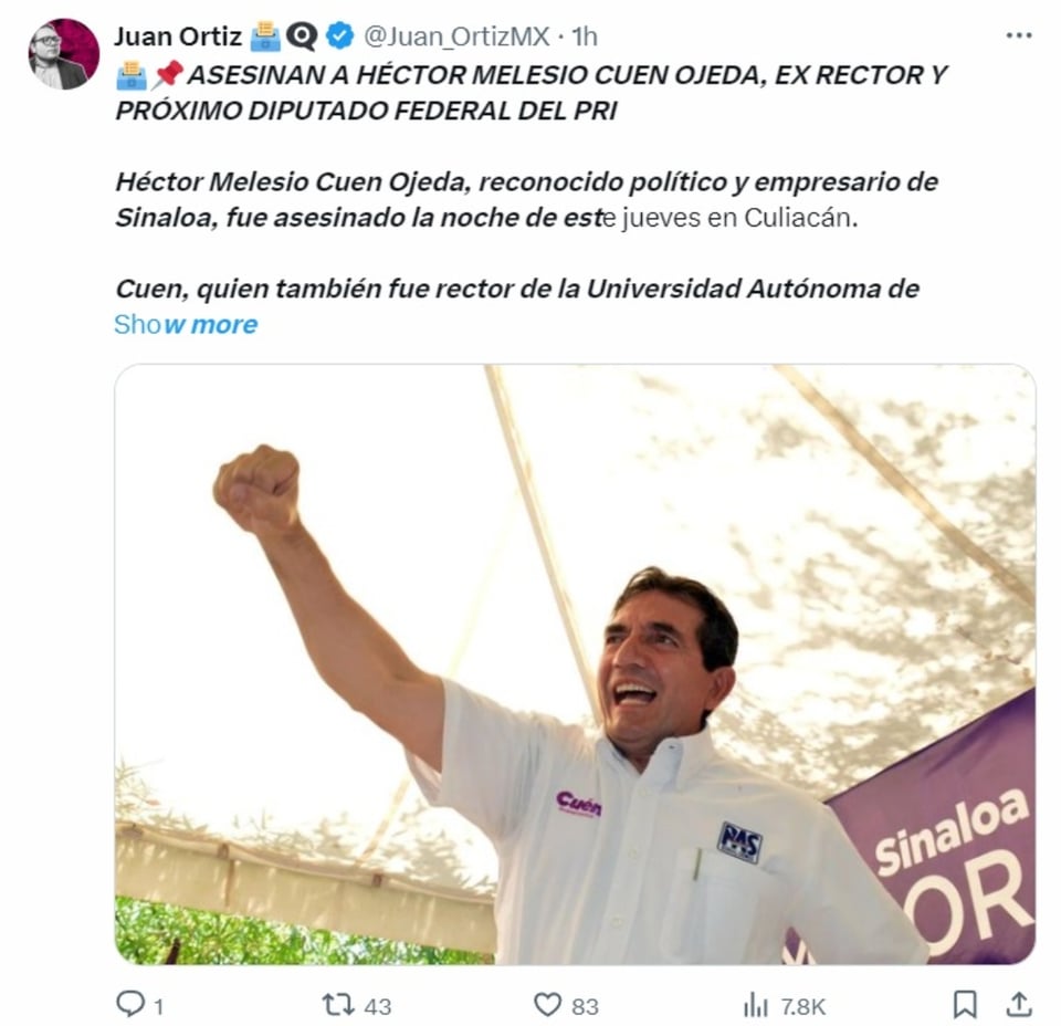 Héctor Melesio Cuén, rector, Universidad Autónoma de Sinaloa, crimen, MundoNOW
