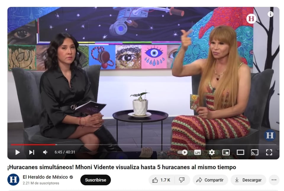 Mhoni Vidente predice huracanes, ciclón, tormenta tropical, película El día después de mañana, MundoNOW
