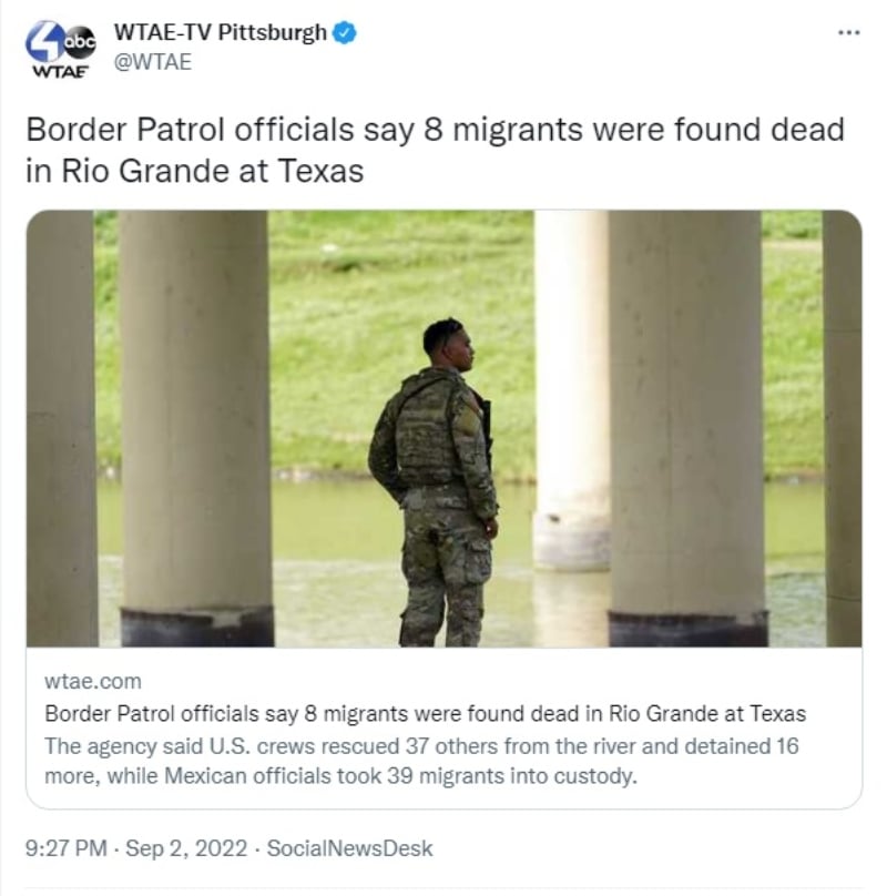 Encuentran a varios migrantes muertos en el Río Grande