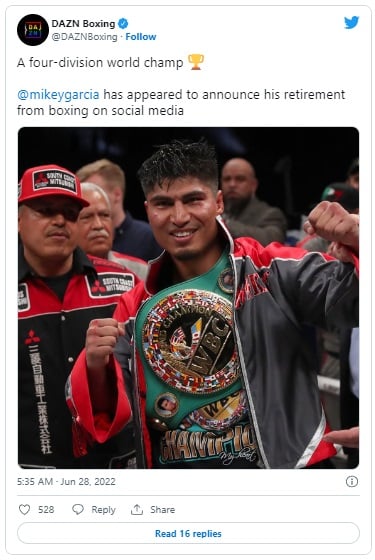 Boxeador Mikey García anuncia que se retira