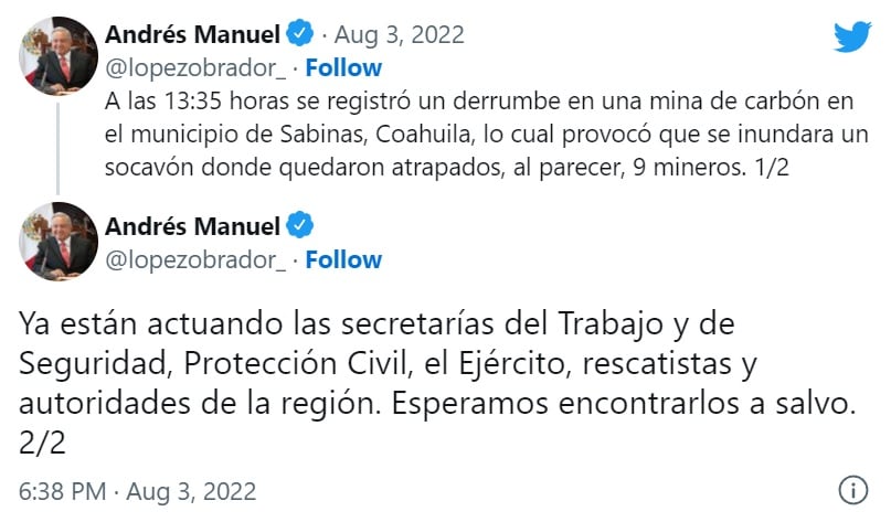 mineros atrapados derrumbe mina México