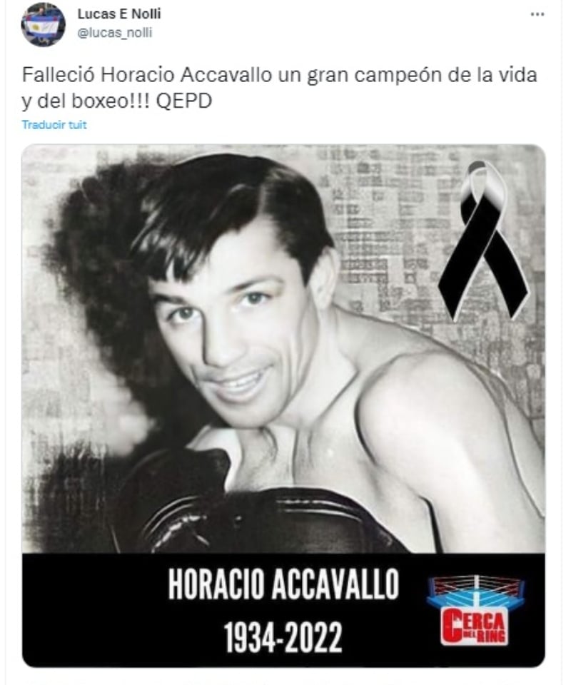 Muere boxeador Horacio Accavallo: "Así te voy a recordar viejo"