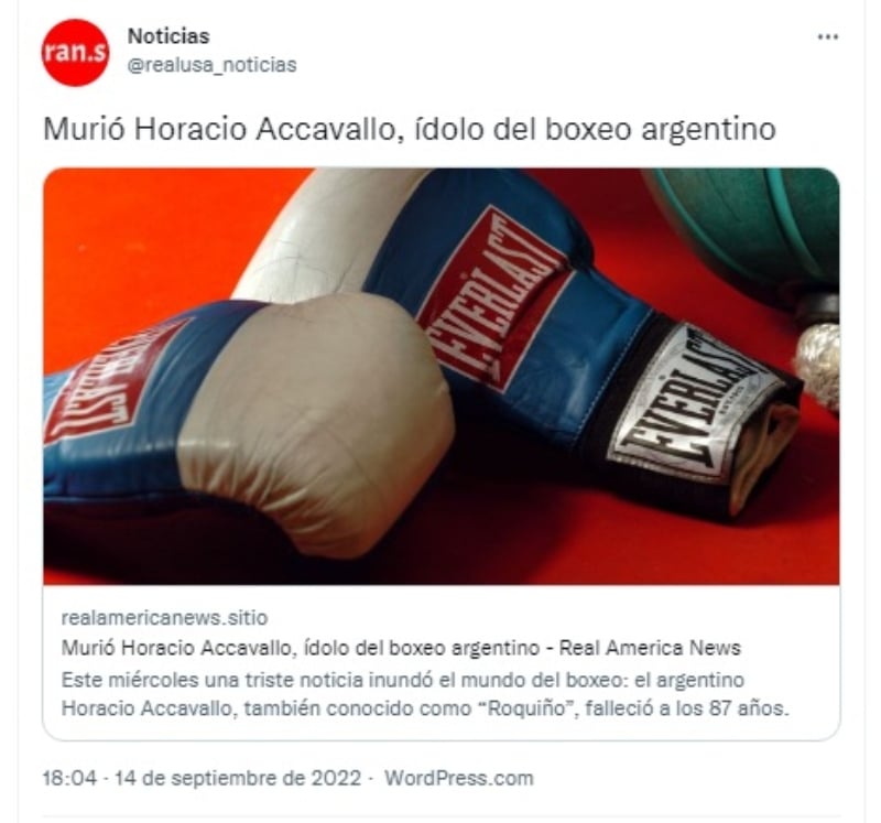 Muere el boxeador Horacio Accavallo