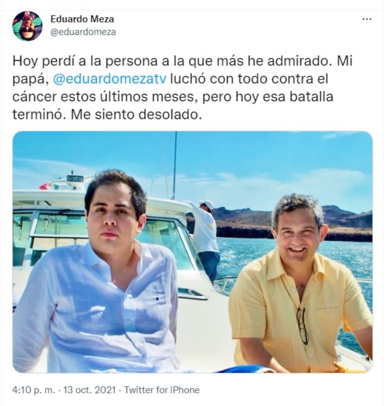 Producer Eduardo Meza dies: his son reveals possible cause of death