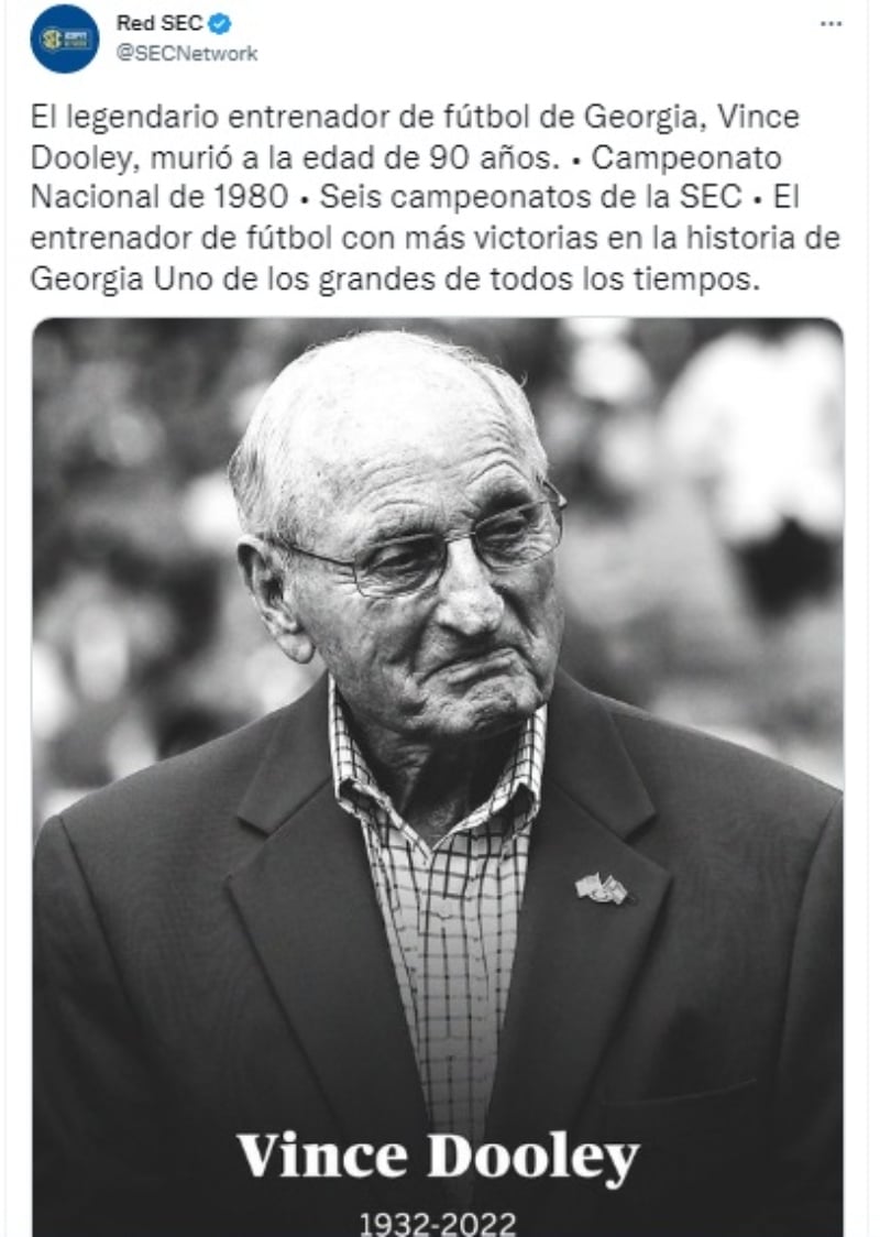 Muere el legendario entrenador Vince Dooley