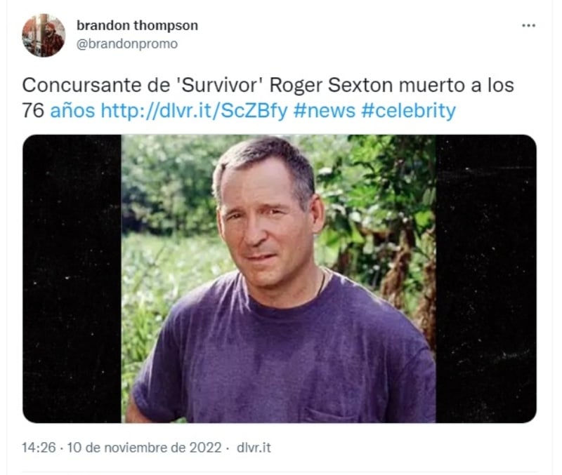 Muere Roger Sexton a los 76 años de edad