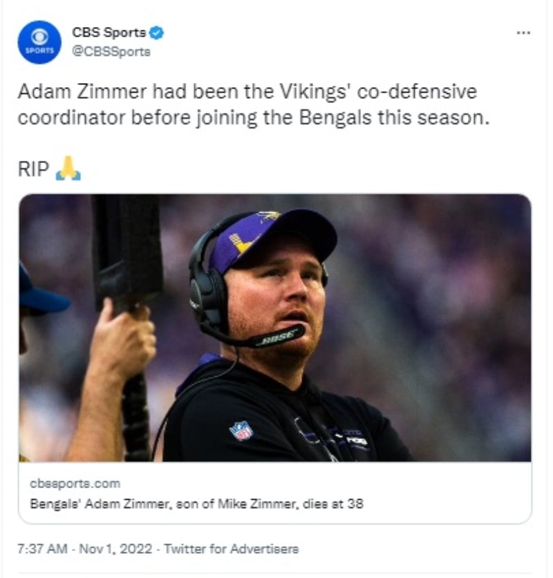 Adam Zimmer dies: He worked for the Cincinnati Bengals