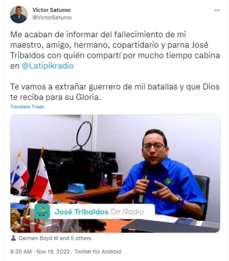 Muere locutor José Tribaldos: Una gran y destacada carrera