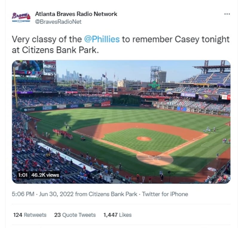 Muere locutor Bravos Atlanta Casey Motter