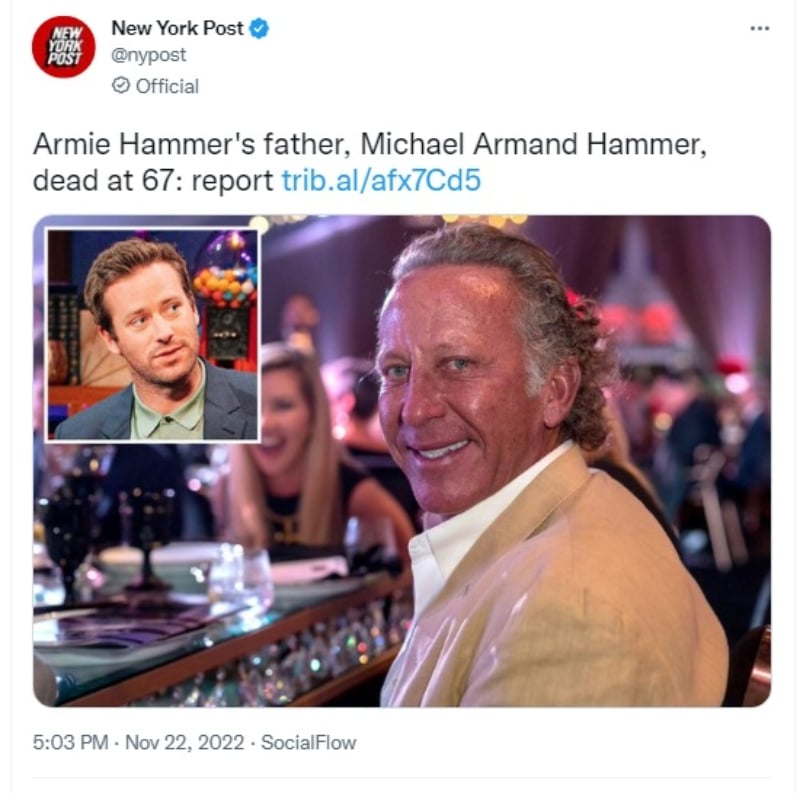 Actor Armie Hammer's father dies