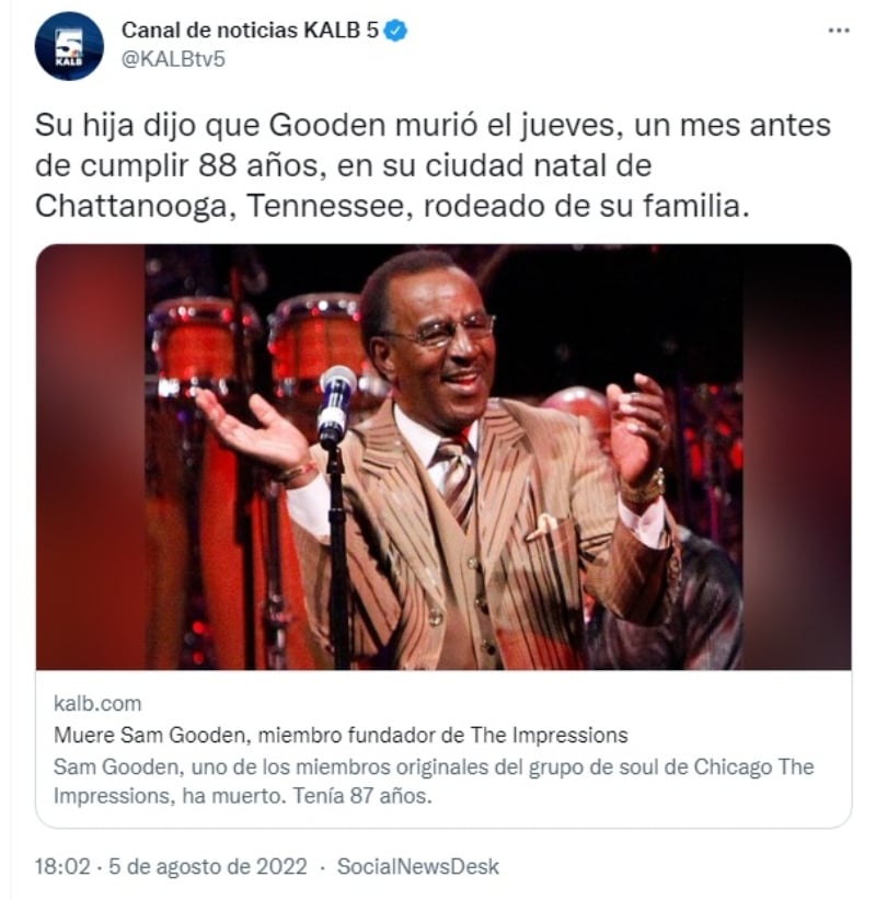 Muere el músico Sam Gooden