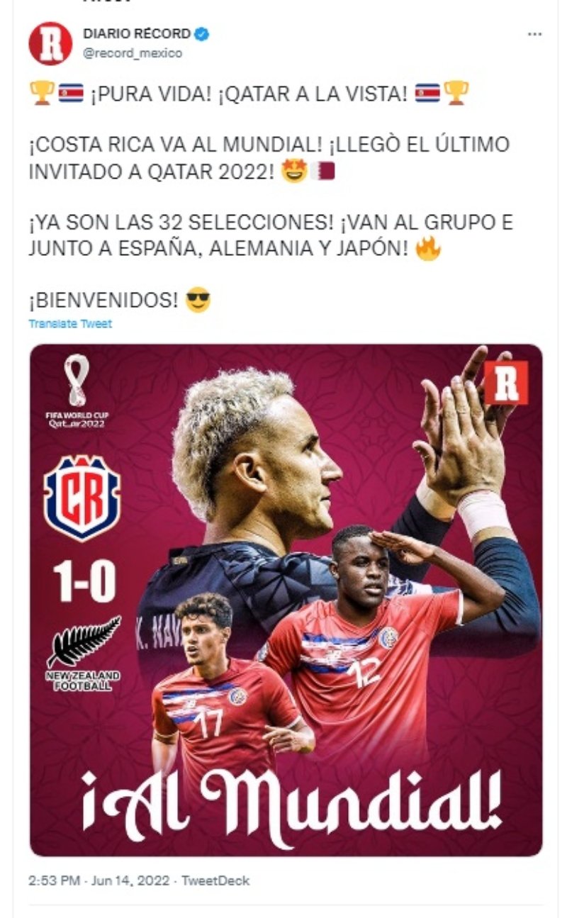 32 selecciones Mundial Qatar: Costa Rica el último invitado