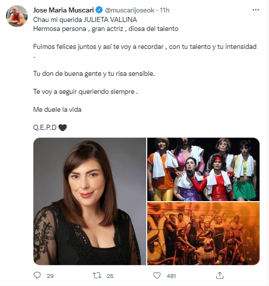 The theater director José María Muscari says goodbye