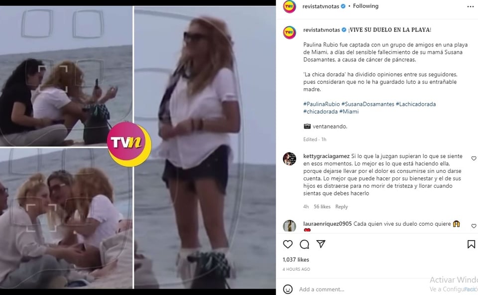 Paulina Rubio aparece playa: ¿No le guarda luto a su mamá?