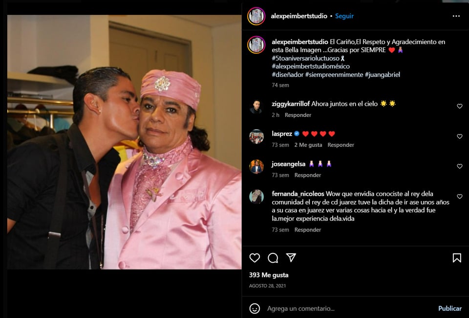 Alex Peimbert vistió a Juan Gabriel, Danna Paola y otros artistas