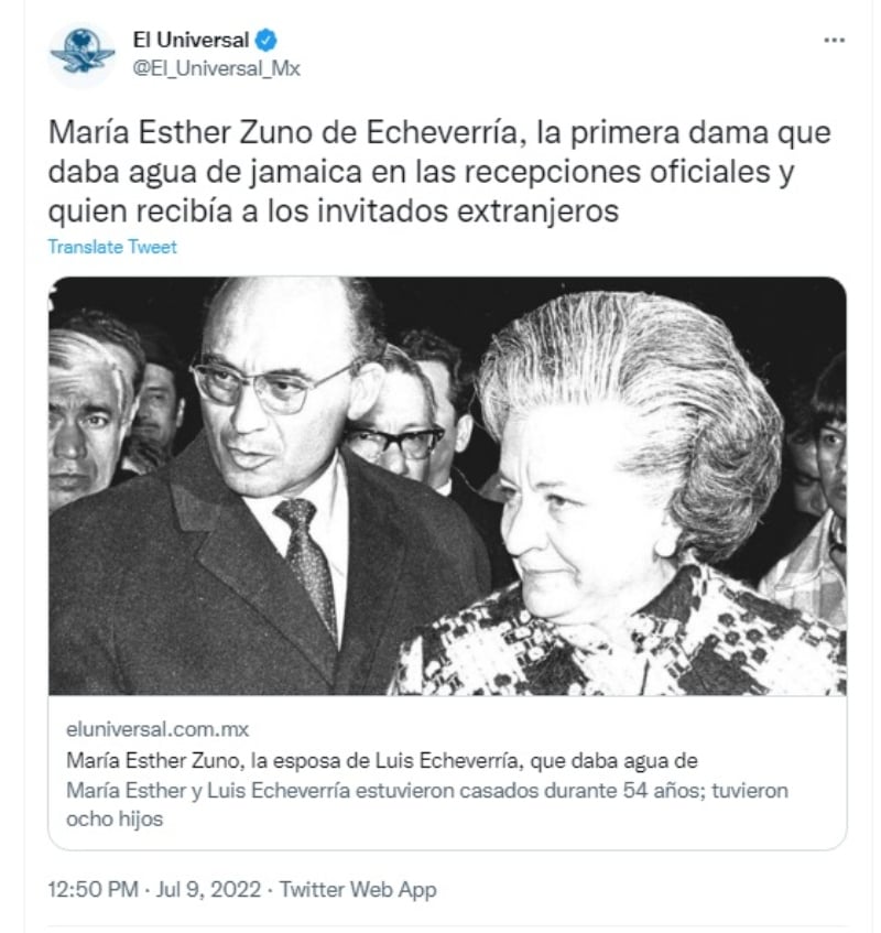 La esposa del expresidente daba agua de jamaica