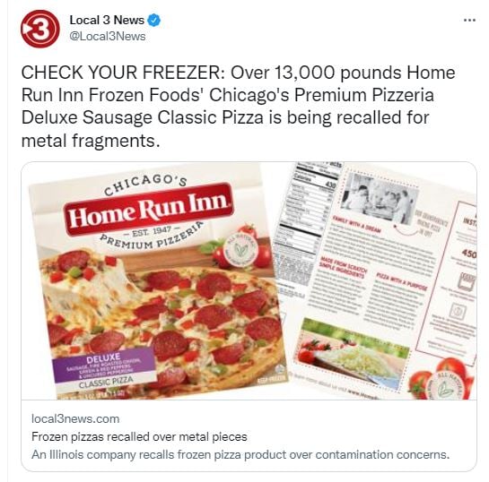 ¿Cómo se descubrió el problema que condujo al recall de pizzas congeladas?