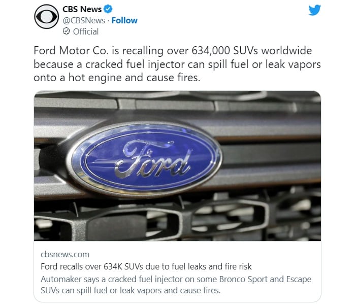 They withdraw thousands of trucks due to fuel leaks and fire risk