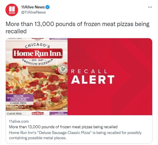 Emiten recall de pizzas congeladas