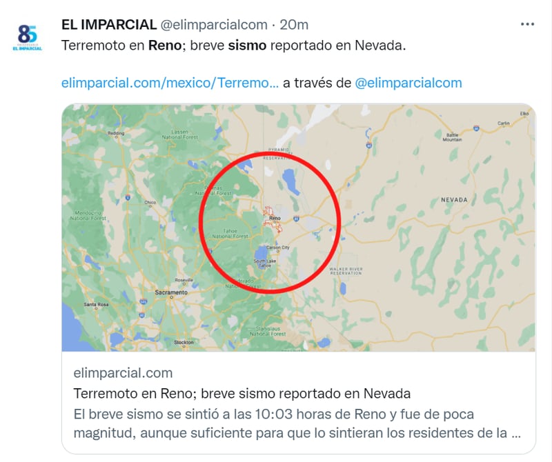Sismo Reno Nevada