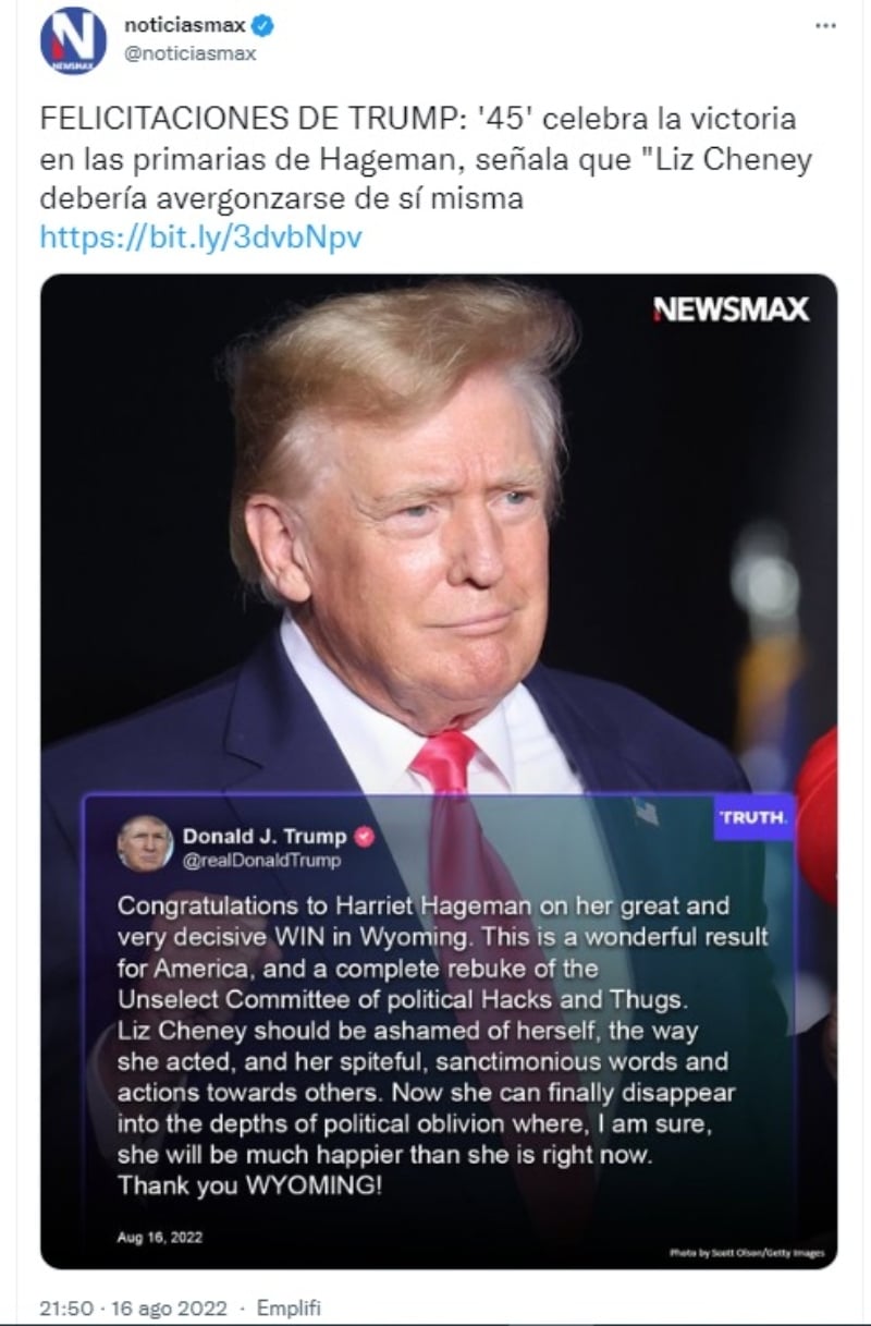 The reaction of former President Trump