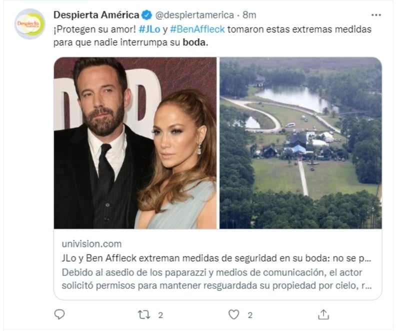 Seguridad boda Jennifer López: Será difícil ver cómo será la ceremonia