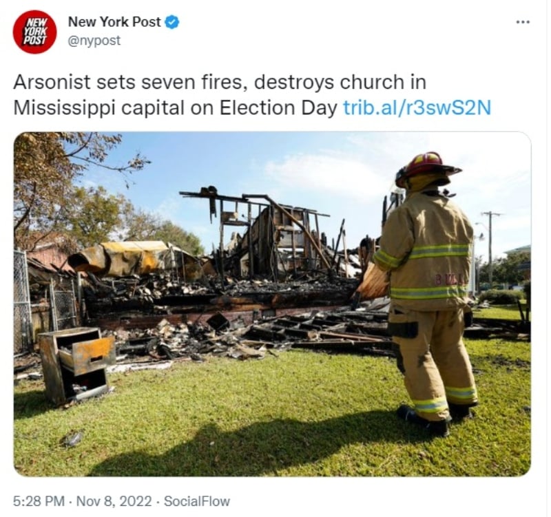 Man sets seven fires on election day